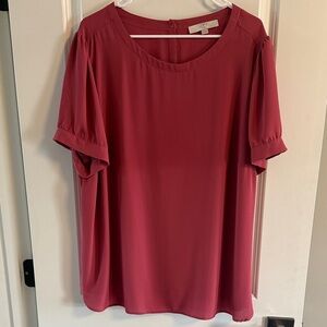 LOFT Women's Blouse in Rich Pink - Size 22 Plus